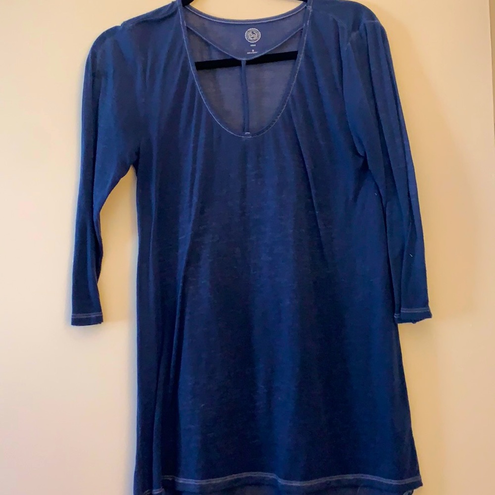 slightly sheer blue relaxed blouse